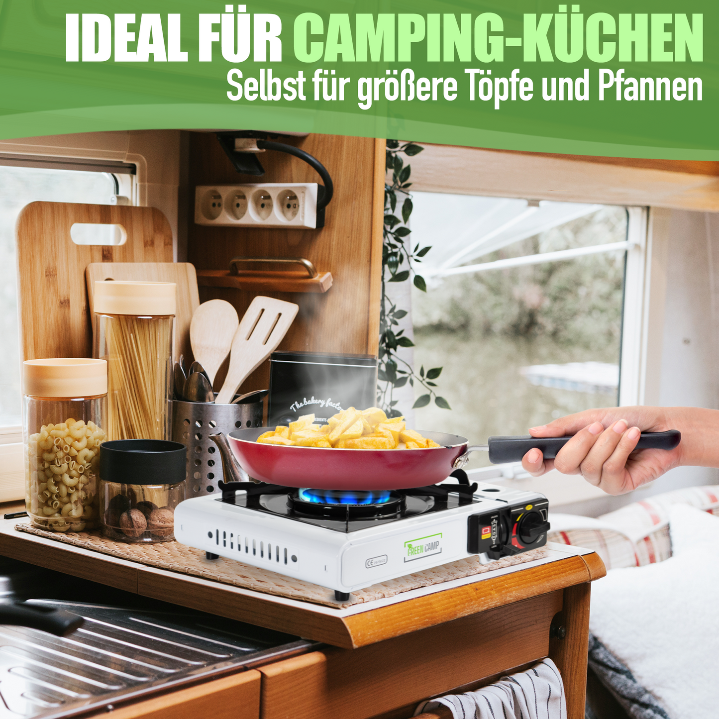 Camping Gaskocher Campingkocher + 8x Gaskartuschen + Grillaufsatz + Koffer